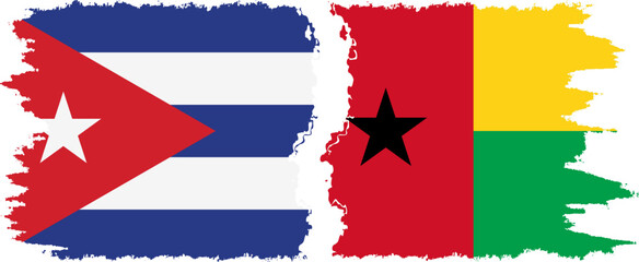 Guinea Bissau and  Cuba grunge flags connection, vector