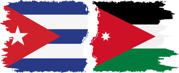 Jordan and  Cuba grunge flags connection, vector