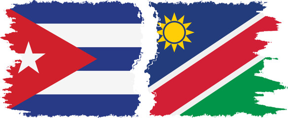 Namibia and  Cuba grunge flags connection, vector