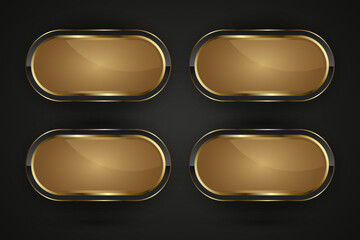 Four Luxury Black and gold buttons with premium stoked vector design, metallic sheen at the center vector, illustration