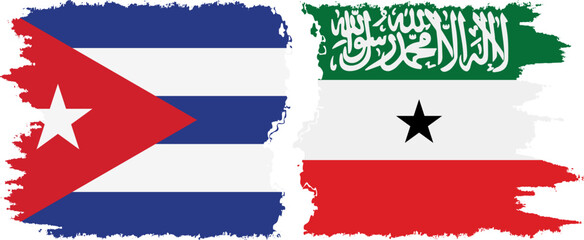 Somaliland and  Cuba grunge flags connection, vector
