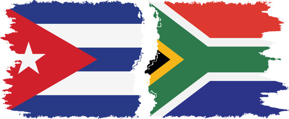 South Africa and  Cuba grunge flags connection, vector