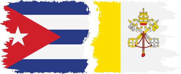 Vatican and  Cuba grunge flags connection, vector