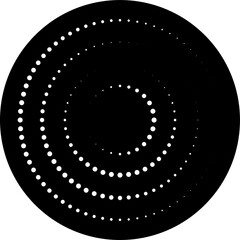 Circle with halftone dots. Design element for frame, logo, icon