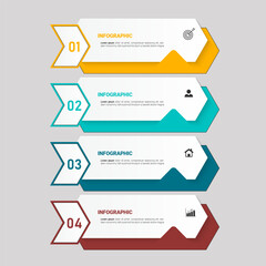 4 Steps business infographic template with flat design.