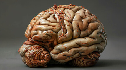 Photorealistic of a human brain	with detailed focus