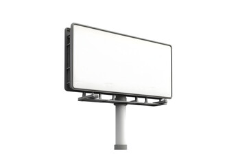 Empty billboard on a pole, white isolated background transparent background