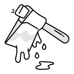 A doodle style icon of bloody axe 

