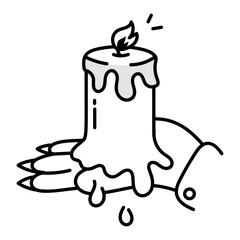 Scary candle icon in doodle style

