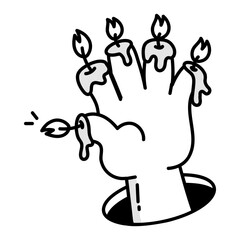 A doodle style icon of a spooky hand 
