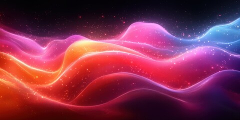 Obraz premium Abstract Neon Waves with Glittering Stardust