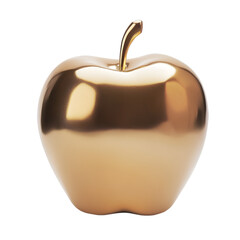 Golden apple isolated on transparent background 
