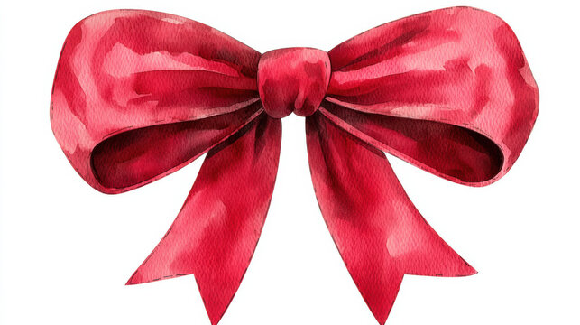 vibrant red bow with beautiful watercolor texture, perfect for festive occasions