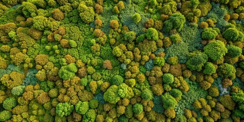 Organic mossy green and deep umber texture aerial view
