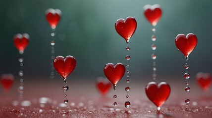 Love heart in water drop for romantic wallpaper