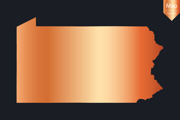 Abstract - High Detailed Copper Map of Pennsylvania. Vector illustration eps10.	
