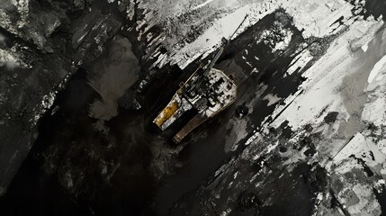 Fototapeta premium Aerial View of a Coal Mining Excavator