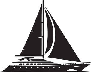 Yacht, boat silhouette, vector illustration black color