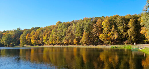 A walk along the fall pond