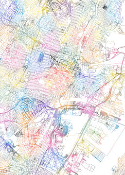 Newark New Jersey city map watercolors poster