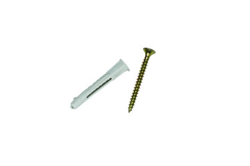 Screw and plastic expand nail on transparent background. Industry product. A Png image