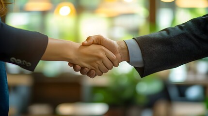 Businesspeople Signing Contracts and Shaking Hands