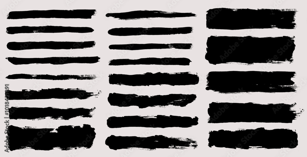 Poster brush strokes vector. painted rectangles collection. grunge long text boxes or textured backgrounds 