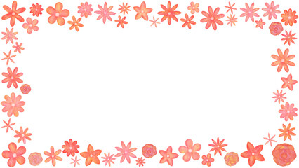 花のフレーム 枠 背景素材 赤色