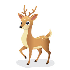 Cute Christmas deer isolated on a white background. Vector illustration.