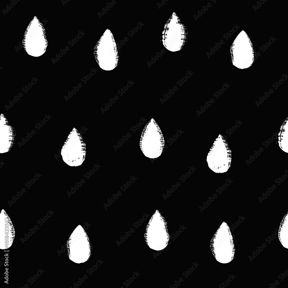 Aufkleber vector drops pattern. seamless black and white brush stroke background. raindrops print with distres
