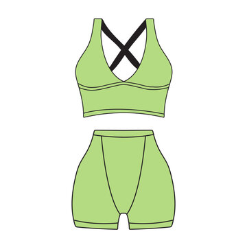 recommend clip art: Women's sports underwear set; bra and panties insulated on white background. Fashionable hand drawn women's sports underwear.