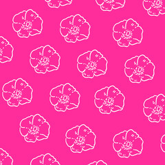 レトロなポピーの線の背景イラスト40