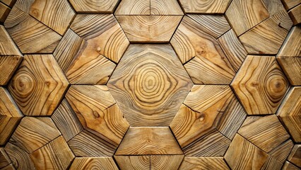 Fototapeta premium Natural wooden hexagonal pattern with cracks in fisheye view