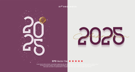 Happy new year 2025 vector logo text design. 2025 number with modern font style concept