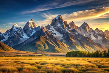 Fototapeta premium Naturalistic landscape of mountains with leading lines