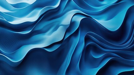 Obraz premium Seamless abstract blue wave design, featuring vivid patterns with depth and movement across a horizontal plane.