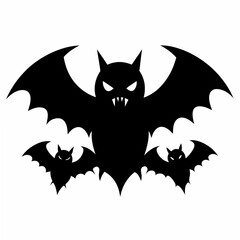 set of halloween bats silhouette vector illustration black 