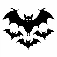 halloween bats silhouette vector illustration black animal 