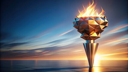 Abstract geometric torch symbolizing unity and hope