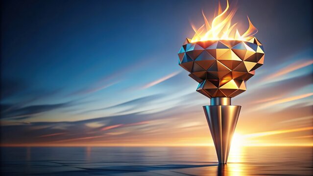 Abstract geometric torch symbolizing unity and hope