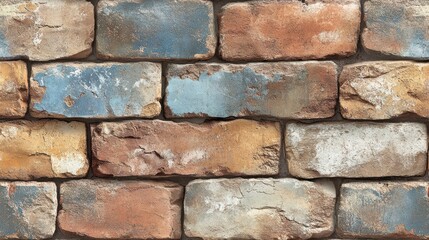 Fototapeta premium Textured Brick Wall with Subtle Color Variations and Weathered Surfaces