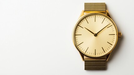 Elegant gold watch with a minimalist design displayed against a white background, emphasizing modern style and craftsmanship