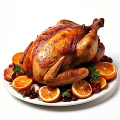 the AI Image Generator, turkey on plate with vegetables and tomatoes