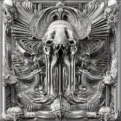 Biomechanical Skull: A Surreal 3D Art Exploration