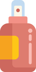 Spray bottle dispensing liquid, illustrated with a flat design style and pastel colors