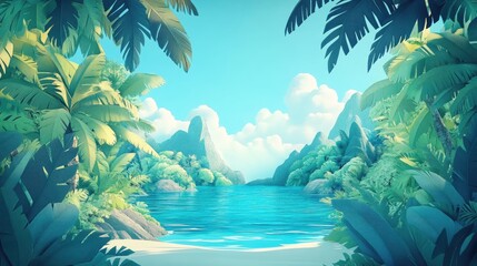 Tropical island paradise in a serene setting with lush greenery and clear waters perfect for relaxation and escape