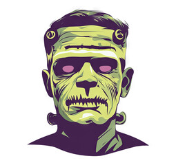 Fototapeta premium Frankenstein Illustration with Transparent Background for Halloween Designs and Overlays