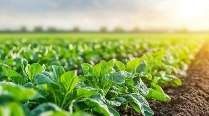 Vibrant field of crops grown from soil enriched by recycled bio waste, symbolizing sustainable use of resources   bio waste in agriculture   natural resource restoration