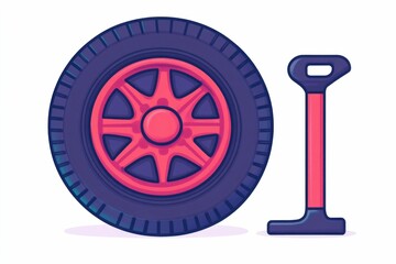 Minimalist icon set featuring a simple tire  wrench  and jack in a clean flat design style  Suitable for automotive repair services  mechanics  DIY tutorials  roadside assistance