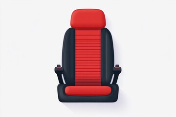 Fototapeta premium Minimalist icon depicting a car seat with seatbelt and steering wheel isolated on a clean white background The flat